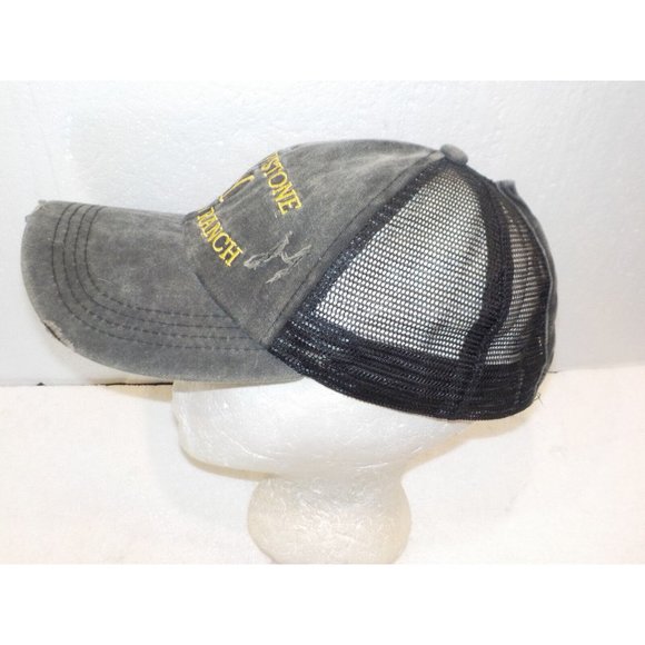 YELLOWSTONE DUTTON RANCH Womens Trucker Hat Mesh Strap Back Embroidered Distress - Picture 2 of 5